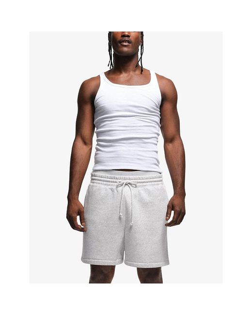 Skims White Soft-Knit Lounge Relaxed-Fit Cotton-Blend Jersey Shorts for men