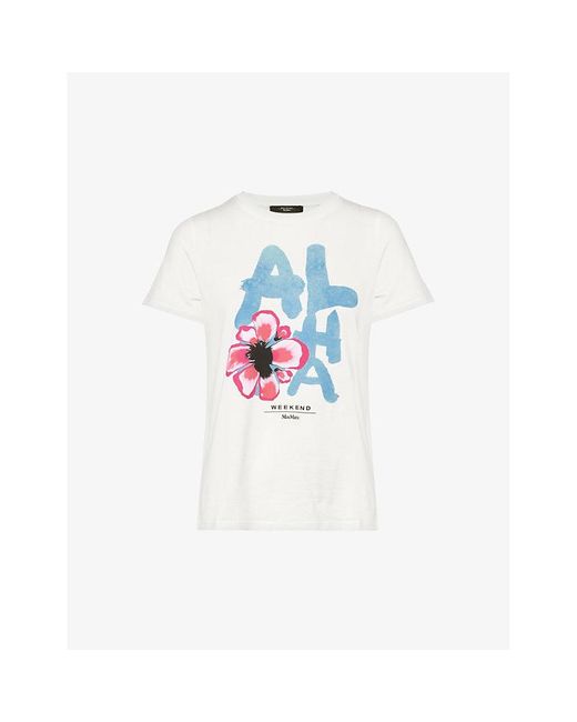 Weekend by Maxmara White Yen Graphic-print Cotton-jersey T-shirt