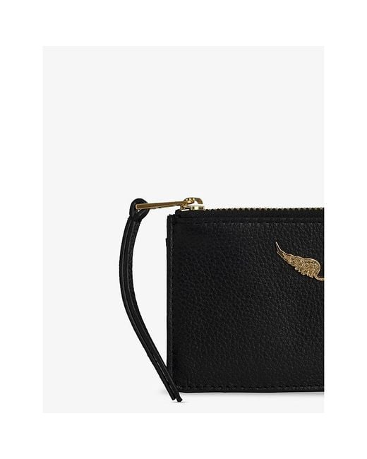 Zadig & Voltaire Black Zv Logo-Plaque Leather Cardholder