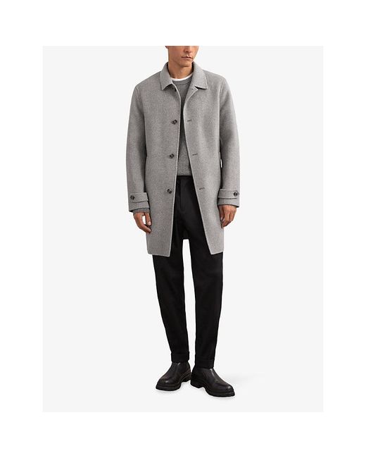 Reiss Gray Squire Single-Breasted Wool-Blend Overcoat for men
