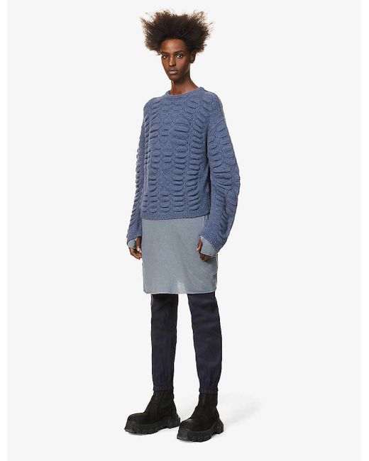 Rick Owens Box Bubble Wrap Knitted Jumper in Blue for Men | Lyst