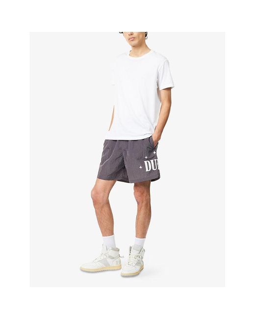 Duke & Dexter Purple Tech Brand-Print Woven Shorts for men