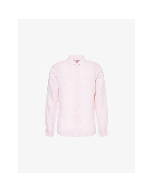 Orlebar Brown Pink Giles Long-Sleeve Regular-Fit Linen Shirt for men