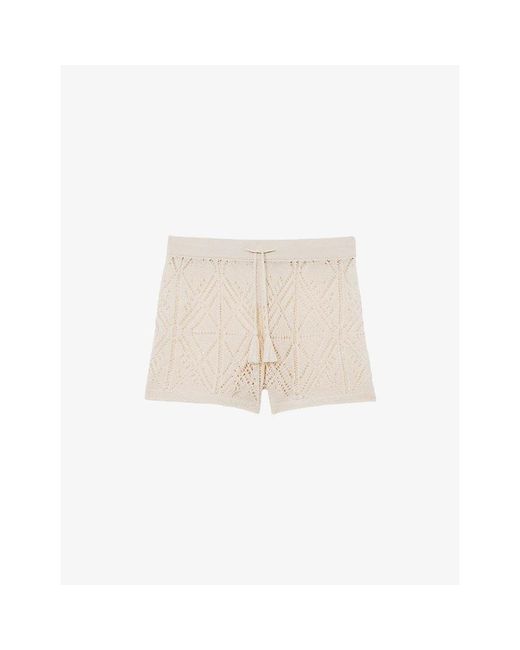 Reiss Natural Finty Open-Work Stretch-Knit Shorts