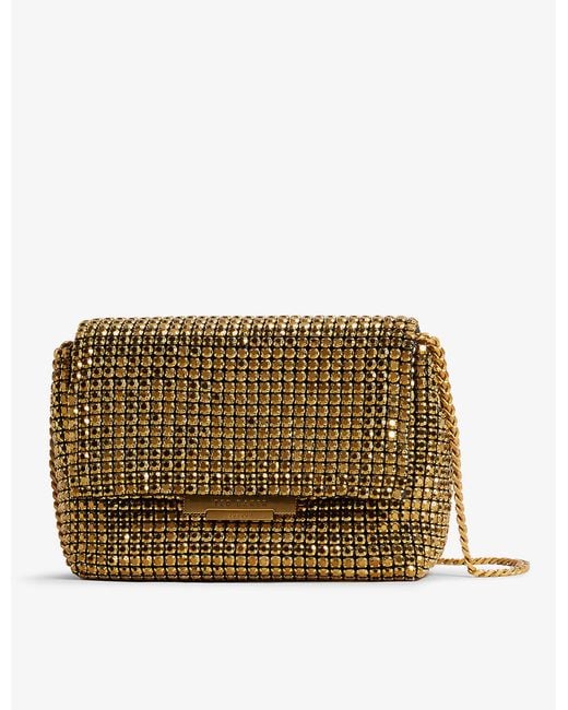Ted Baker Crystal-embellished Woven Cross-body Bag in Gold (Metallic ...