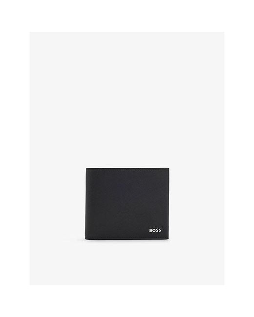 Boss Black Logo-Plaque Leather Wallet for men