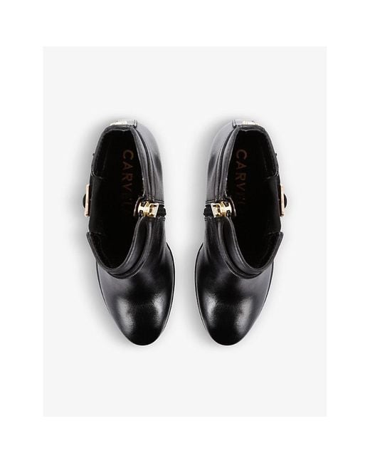 Carvela Kurt Geiger Black Buckle-Detail Leather Ankle Boots