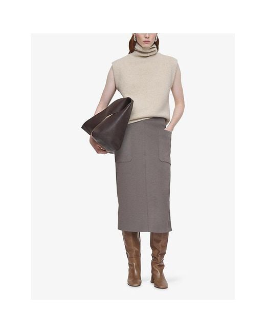 Joseph Brown Milano Knit Stretch Midi Skirt