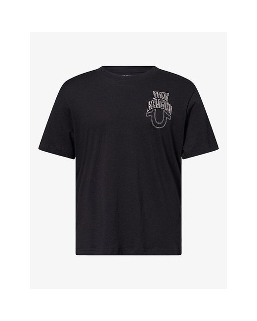 True Religion Black No1 Brand-Print Cotton T-Shirt for men