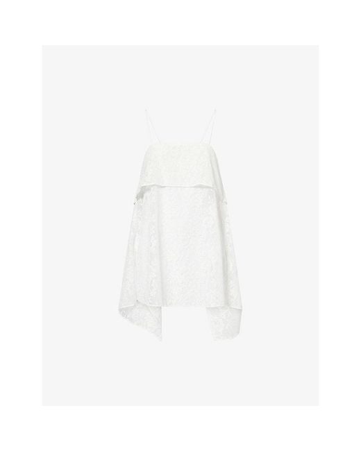 Dissh White Anya Waterfall Sheer Lace Top