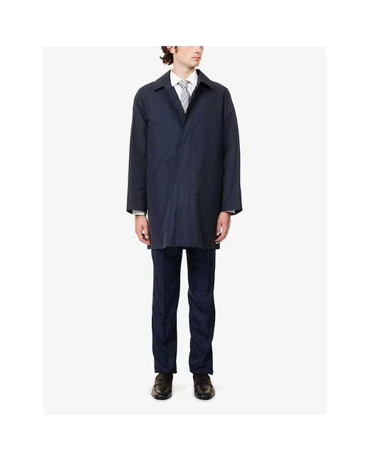 Dunhill Blue Double-Pleated Tailored Silk Trousers for men