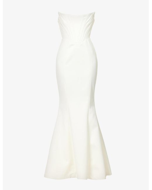 House Of Cb Ines Flared Satin Wedding Dress in White | Lyst Canada