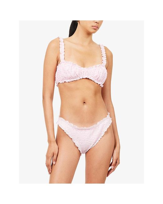 Jonathan Simkhai Pink Evander Ruched Bikini Top