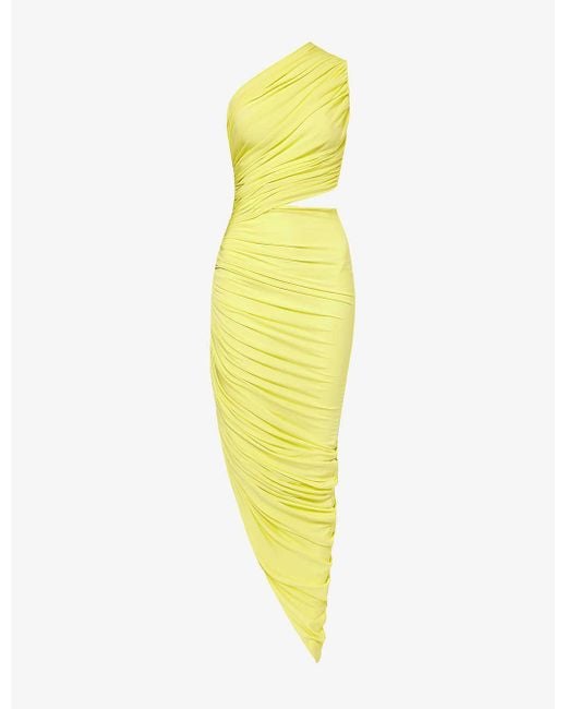 Alaïa Yellow Cut-out Fitted Stretch-woven Midi Dress