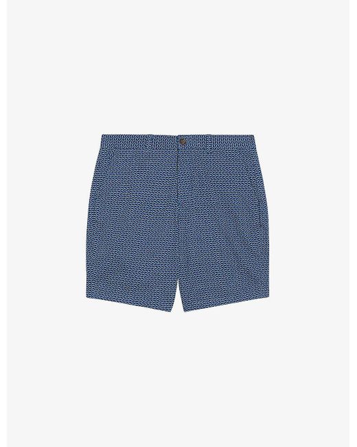 Ted Baker Blue Dulwick Geometric-print Stretch-cotton Shorts for men
