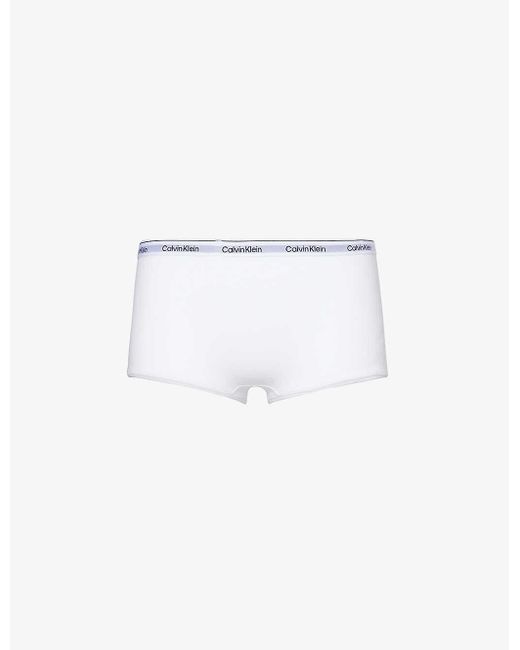 Calvin Klein White Modern Branded-waistband Stretch-cotton Briefs