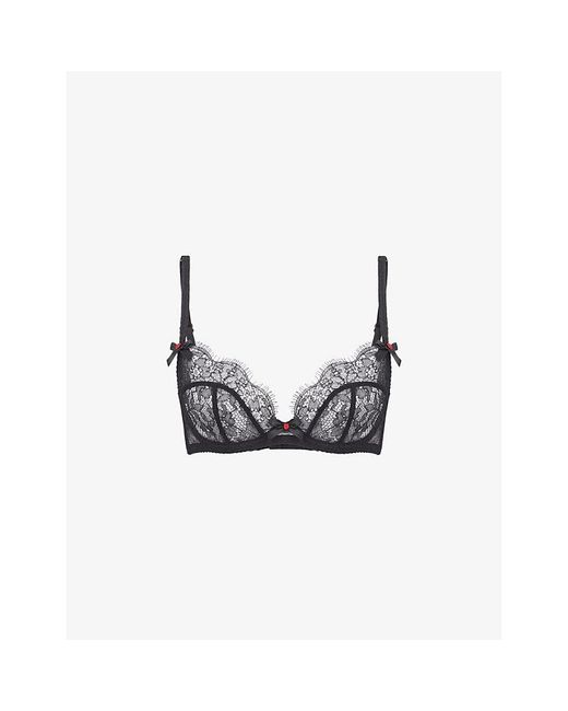 Agent Provocateur Black Lorna Bow-Embellished Lace Bra