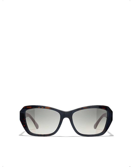 Chanel Gray Ch5516 Butterfly-shape Acetate Sunglasses