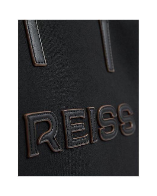 Reiss Black Lola Brand-Appliqué Canvas Tote Bag