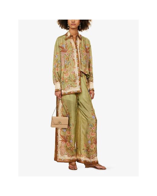 Zimmermann Metallic Indra Printed Silk Shirt