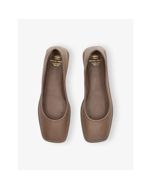 Officine Creative Brown Clover Leather Ballet Flats