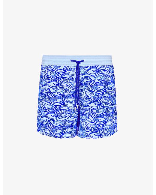 Vilebrequin Blue Moorea Turtle-print Recycled-polyamide Swim Shorts for men