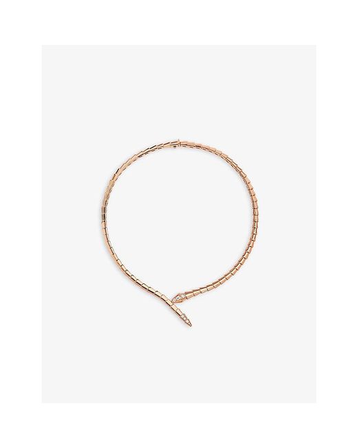 BVLGARI White Serpenti Viper 18Ct Rose- And 0.41Ct Brilliant-Cut Diamond Necklace