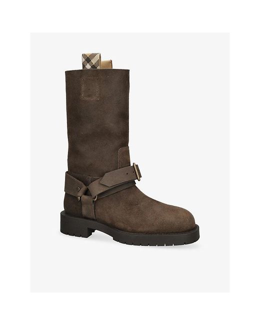 Burberry Brown Soft Saddle Suede Boots