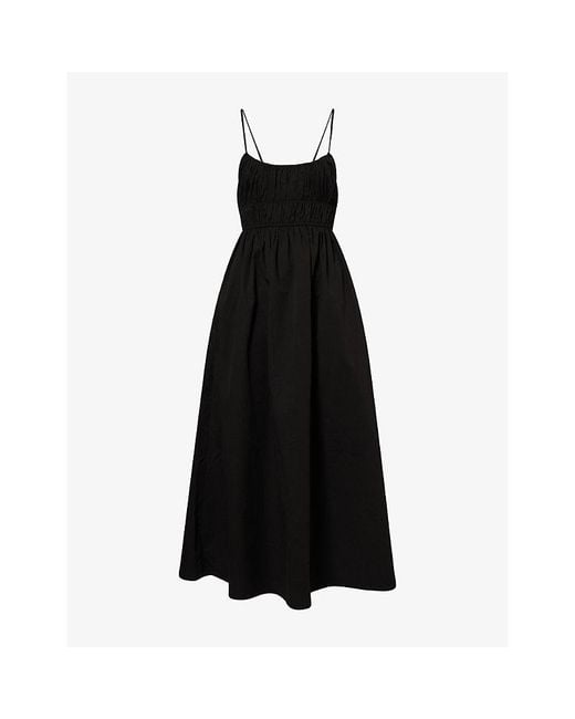 Dissh Black Zahara Ruched Cotton Midi Dress
