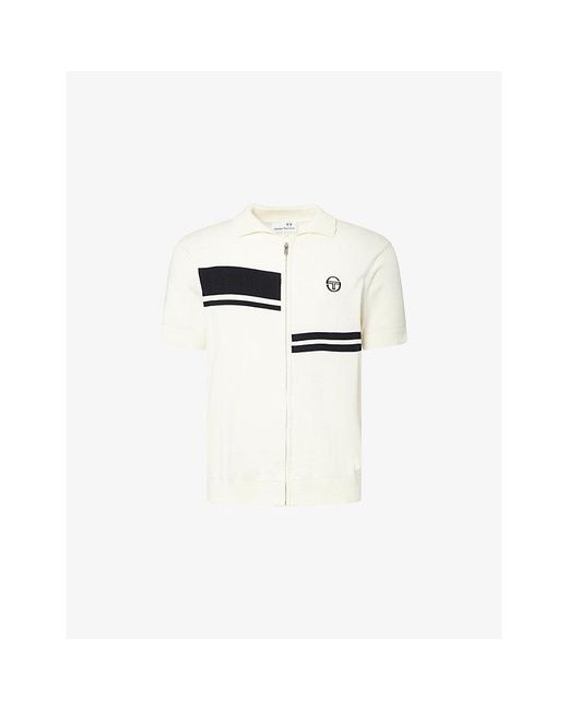 Sergio Tacchini White Dallarindo Zip-Up Cotton-Knit Polo Top for men