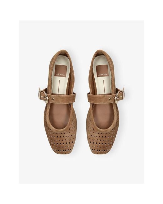 Dolce Vita Natural Mikel Perforated Suede Ballet Flats