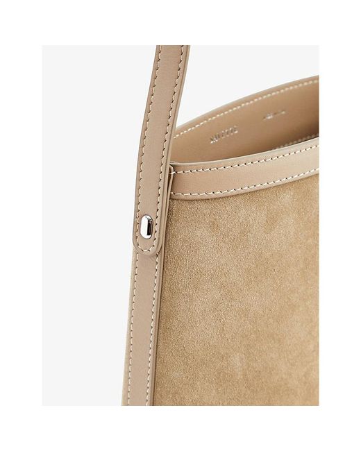 SAVETTE Natural Leather-trim Suede Top-handle Bag