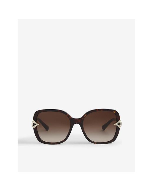 BVLGARI Brown Bv8217 Square-frame Havana Sunglasses