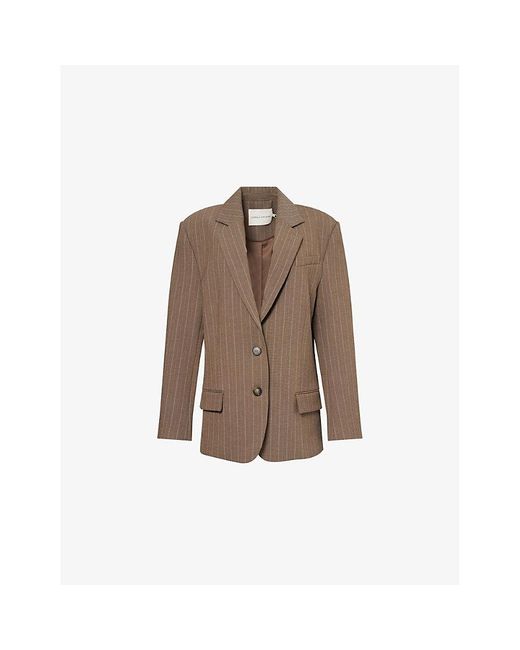 Camilla & Marc Brown Calone Stripe Single-Breasted Woven Blazer