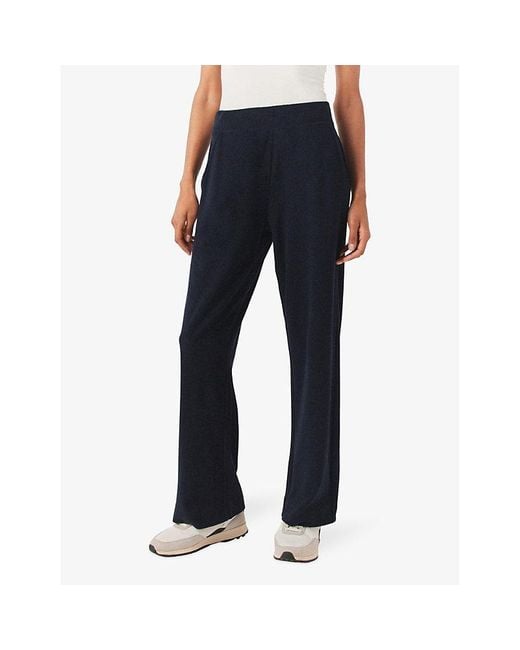 The White Company Blue Towelling Straight-leg High-rise Organic-cotton Trousers X