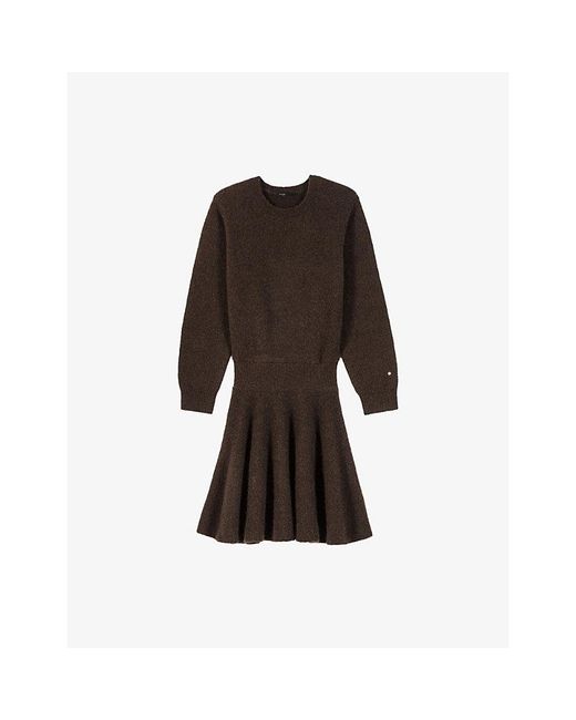 long sleeve knitted mini dress Maribeth Long Sleeve Ribbed Knit Mini Dress Cream