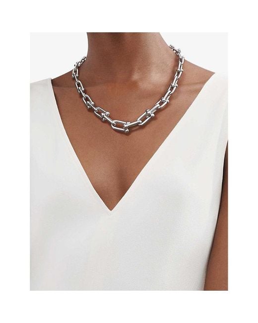 Tiffany & Co Metallic Tiffany Hardwear Graduated Link Sterling- Necklace