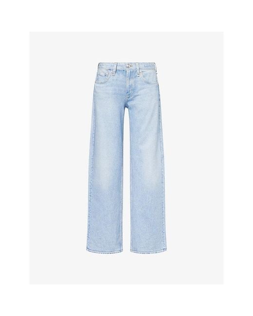 Rag & Bone Blue Miramar Denim-Print Cotton Trousers