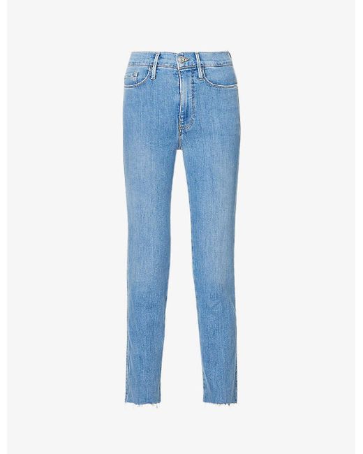 FRAME Le Sylvie Straight-leg High-rise Stretch Crop Jeans in Blue | Lyst