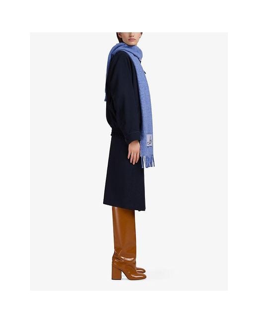 Marni Blue Checked Wool-Blend Scarf