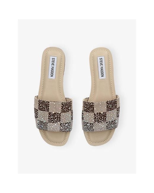 Steve Madden White Zadar Fabric Sandals