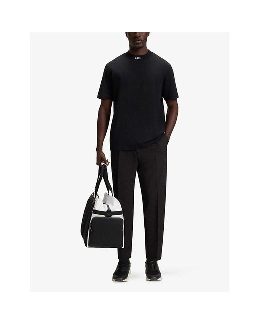 Boss Black Logo-Collar Short-Sleeve Stretch-Cotton T-Shirt for men