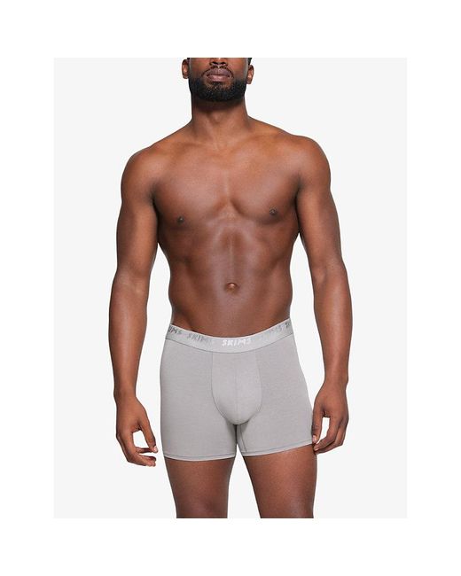 Skims Black Branded-Waistband 3In Pack Of Three Stretch-Modal Boxer Briefs for men