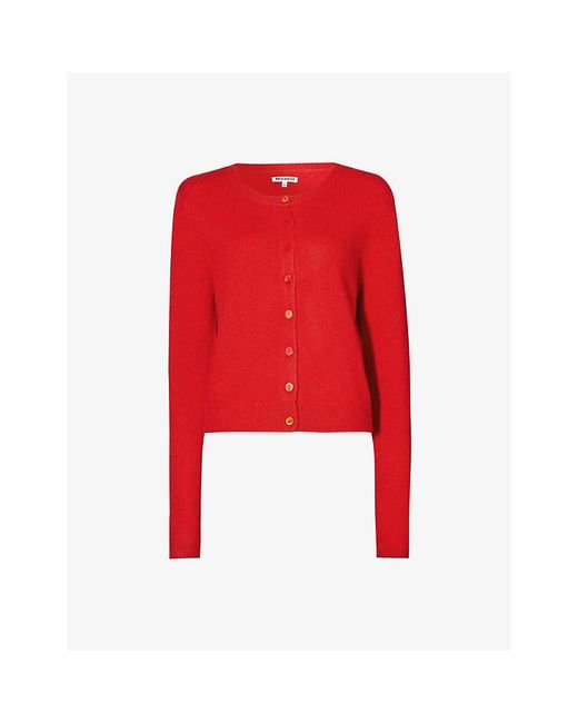 Reformation Red Clara Round-neck Recycled Cashmere-blend Knitted Cardigan