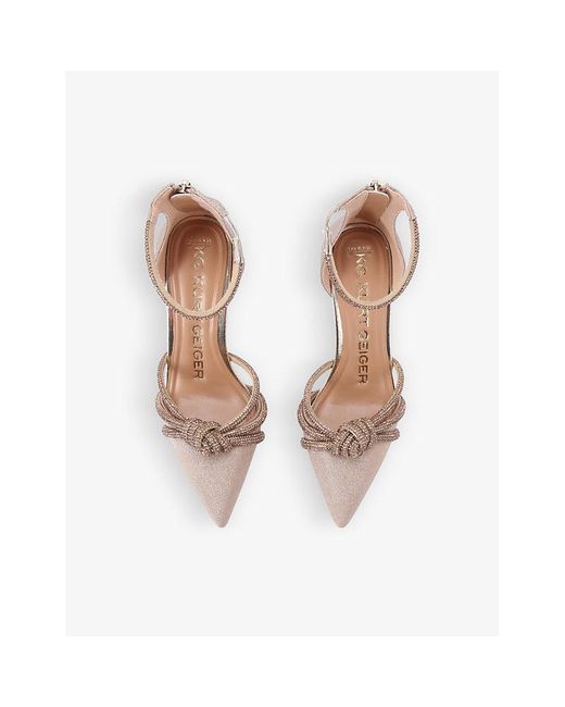 KG by Kurt Geiger White Ava Knot-Embellished Faux-Leather Heeled Sandals