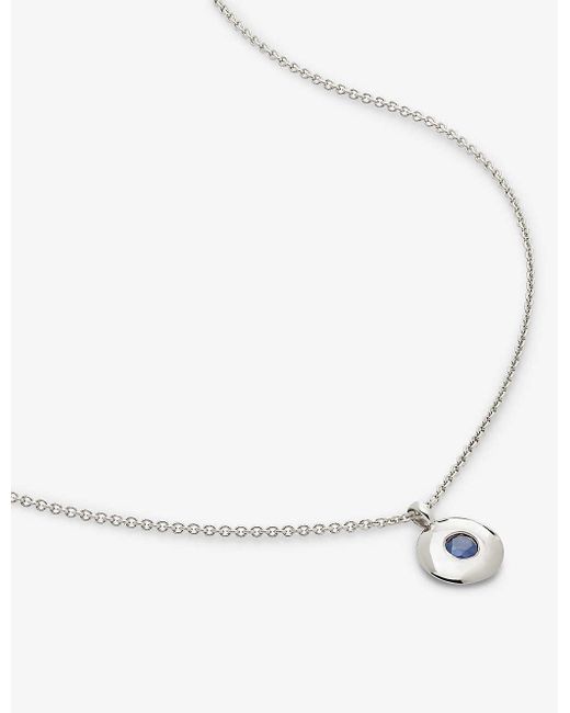 Monica Vinader White September Birthstone Sterling-silver And Blue Sapphire Necklace