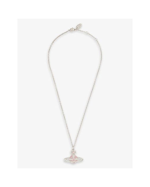 Vivienne Westwood White Kika Crystal-embellished Brass Pendant Necklace