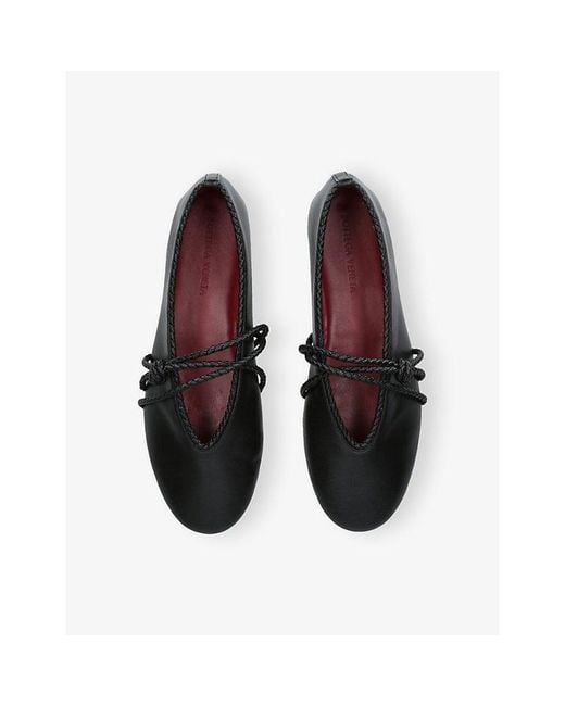 Bottega Veneta Black Rosa Leather Ballerina