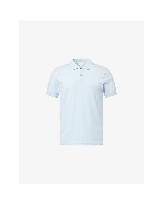 Sunspel Blue Supima Cotton-Piqué Polo Shirt for men