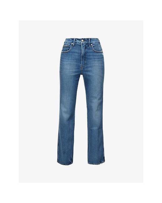 GOOD AMERICAN Blue Good Curve Straight-Leg High-Rise Stretch-Denim Jeans